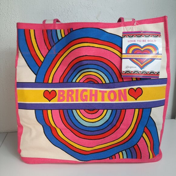 Brighton Handbags - NWT Brighton Rainbow Bright Large Canvas Tote, Versatile "Love To Be Bold" 14x15